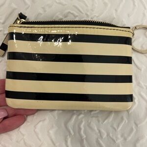 Kate Spade keyholder/pouch 5”x3” black and ivory striped
